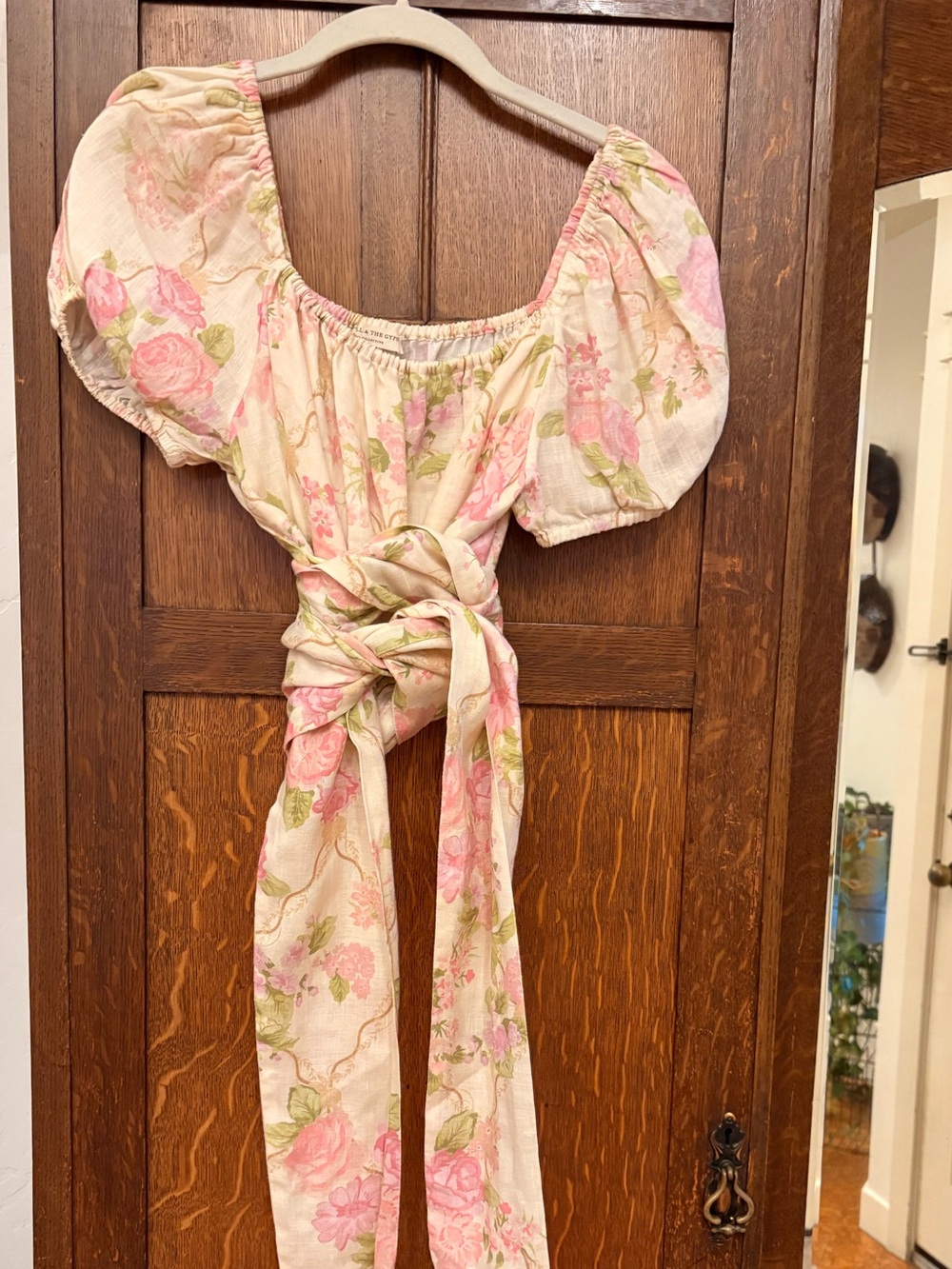 Spell Cream Off-Shoulder Floral Blouse with Pink Roses - Picture 5 of 5